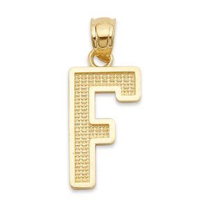 Handmade 10K Yellow Gold Letter F Pendant – Personalized Initial Charm
